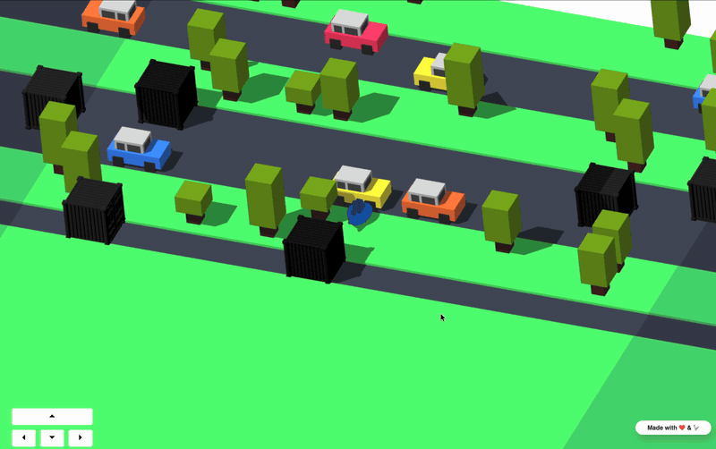 Gameplay demo of Crossy Whale showing the Docker whale navigating container obstacles